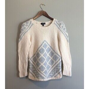 J.Crew Size Medium Pullover Wool Sweater Womens Cashmere Knit Cream Crew Neck LS